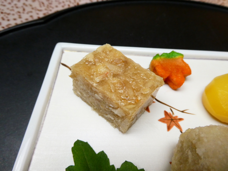 下田野の花亭こむらさきの夕食 前菜 煮こごり