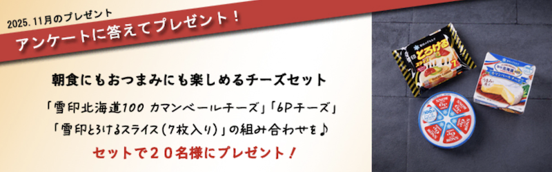 雪印メグミルク｜今月のチーズプレゼント